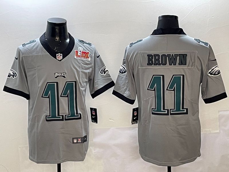 Men Philadelphia Eagles #11 Brown Grey 2025 Nike Vapor Limited NFL Jersey style 2121